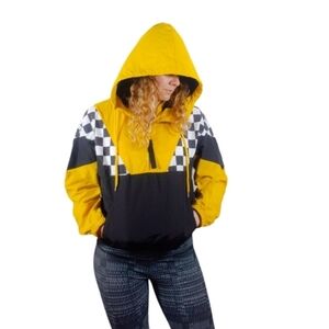 Black And Yellow Women's L Checkered Ski Jacket